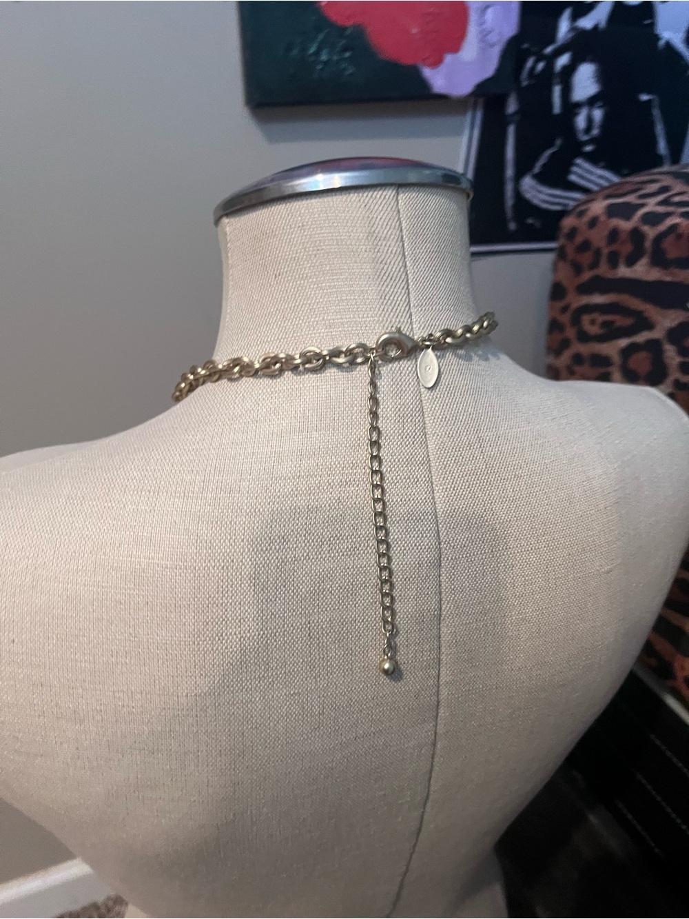 Gold-Tone Coin Pendant Choker Necklace with White Shell Discs - Picture 5 of 5